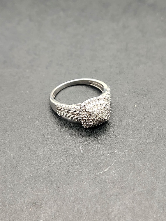 Sterling Silver Diamond Cluster Ring - 1/2 TCW Size 7 - Designer HK 925 Ring - Elegant Anniversary Gift