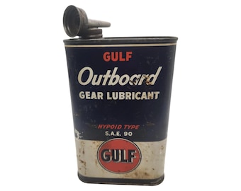 Vintage Gulf Outboard Gear Lube - SAE 90 Hypoid Type 1 Qt Can | Retro Gas & Oil Advertising Collectible