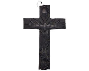 African Blackwood Cross | Hand Carved Ironwood with Dove | Wall Art for Home Decor | Makonde Tribe | 11" Tall