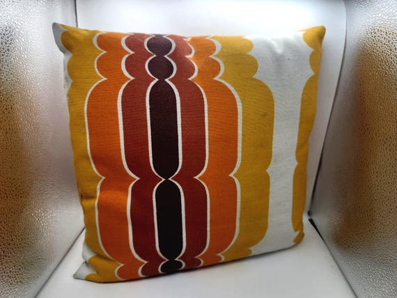 Verner Panton for Mira X MCM Mod Pillow | 1970s Op Art Fabric Throw Pillow | Vintage 12"x12" Mid Century Modern Decor