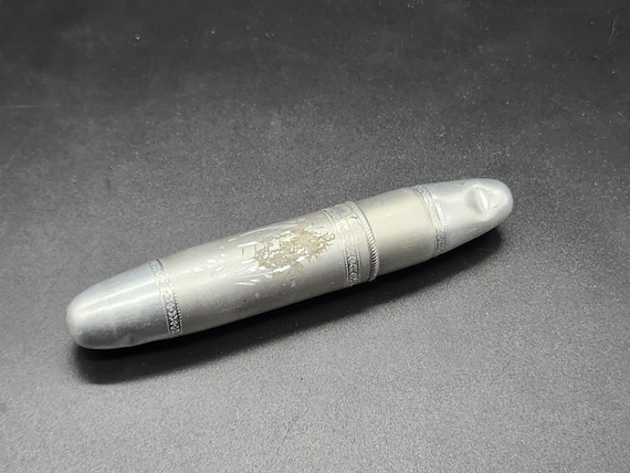 Art Nouveau Etched Aluminum Cigar Tube, Vintage Tobacciana, Travel Cigar Holder