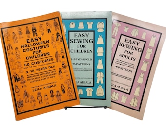 Leila Albala Sewing Patterns Set | 3 Vintage Books for Adults & Kids | Easy Sewing, Halloween Costumes, 1980s