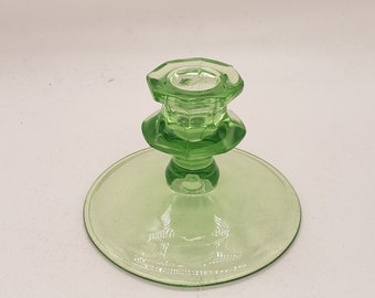 Uranium Glass Candle Stick Holder, Vintage Uranium Glass, Good Condition, No Chips, Radioactive Glass