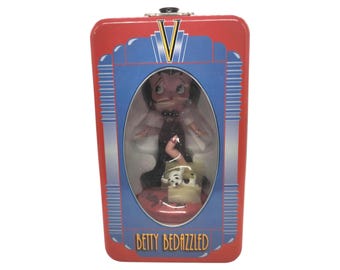 Betty Boop Bobblehead | Society Betty Bedazzled Figure | Collectible Ceramic Decor 9" | 2004 Authentic with Tin