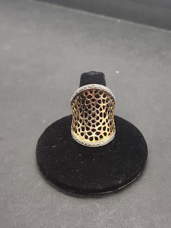 Vintage Gold Vermeil Saddle Ring - Signed PAJ Sterling Silver Size 6.5 | Unique Estate Jewelry Gift for Her