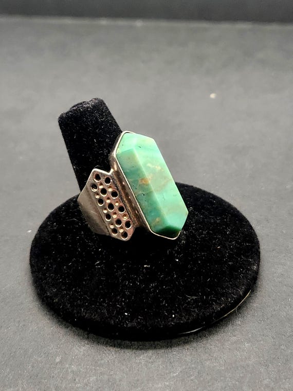 Jay King DRT Turquoise Ring | Sterling Silver Long Hexagon Desert Rose Trading Co Ring | Vintage Size 7 Turquoise Jewelry