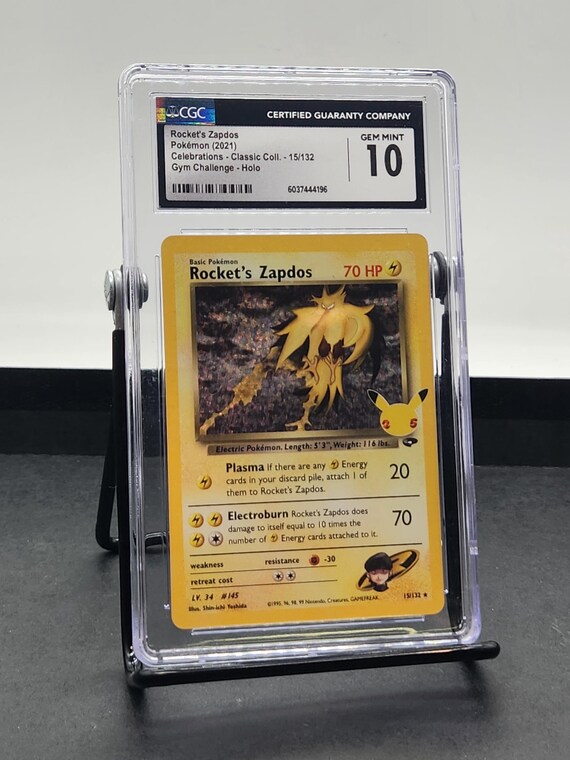 Rocket's Zapdos Pokemon Celebrations Classic Collection 15/132 Gym Challenge Holo CGC Gem Mint 10 Graded Slab 25th Anniversary Card
