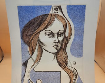 Abstract Mona Lisa Print, Signed Tibor Kovalik, Limited Edition 62/100