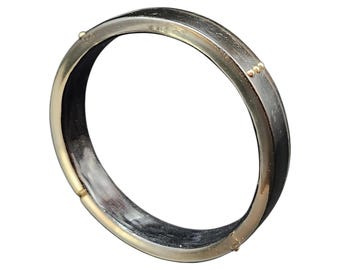 Black Lucite Bangle Bracelet with Gold Studs: 'Disappearing Effect'