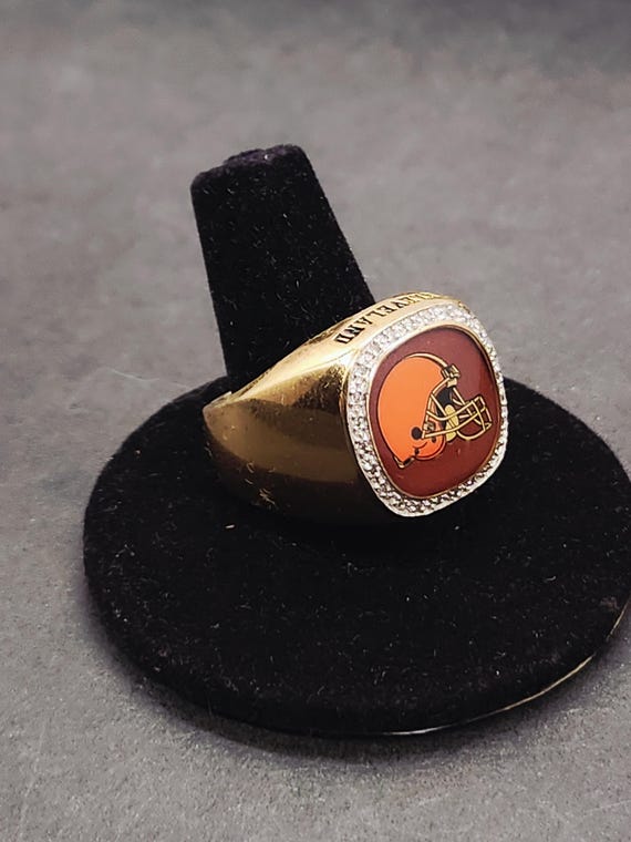 Vintage Cleveland Browns Ring - Gold Plated Sterling Silver & Diamond Football Sports Ring | Size 10 US, 15g