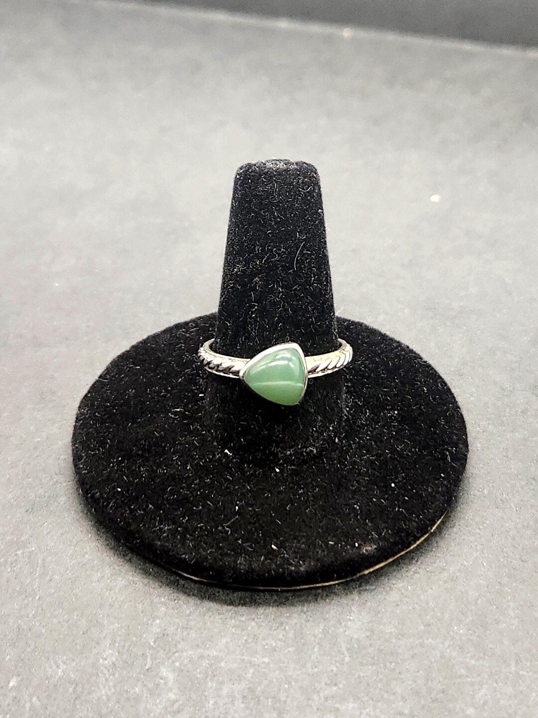 Sterling Silver Green Jade Ring | Simple Triangle Cut Gemstone | Marked ...