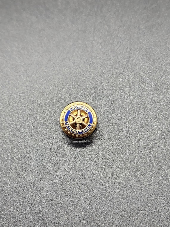 10K Gold Filled Rotary Wheel Lapel Pin: Blue Enamel Tie Tack