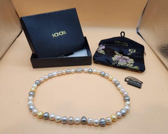 Honora 16" Cultured Pearl Necklace: Sterling Silver Clasp, Original Box & Tag