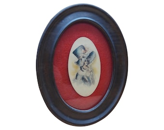 1840s Victorian Woman Watercolor on Vellum | Signed Early American Art in Oval Frame | Pre-Civil War Era Portrait