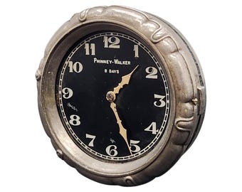 Phinney-Walker 8 Day Car Clock, 1920s Automobile Swiss New York Clock, As-is