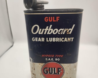 Vintage Gulf Outboard Gear Lube - SAE 90 Hypoid Type 1 Qt Can | Retro Gas & Oil Advertising Collectible