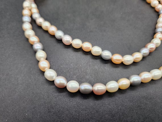 36" Cultured Freshwater Pearl Endless Necklace Tri-Color 8.5mm Pearls