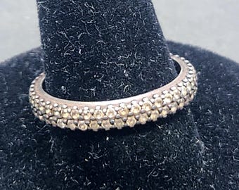 Sterling Silver Pandora Eternity Band Ring, CZ Stones, Dark Patina (Size 8)
