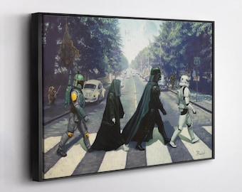 Star Wars Darth Vader Beatles Abbey Road Poster – Iconic Sci-Fi & Music Mashup Canvas Wall Art – Unique Home, Office, or Game Room Decor