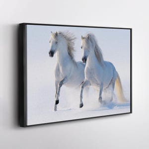 White Horses Poster Canvas Wall Art Home Decor Framed Art