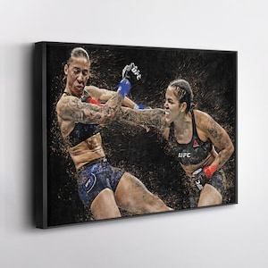 Amanda Nunes vs Germaine de Randamie UFC Canvas Wall Art Print – MMA Fight Poster for Man Cave, Home Gym, or Sports Fan Wall Decor