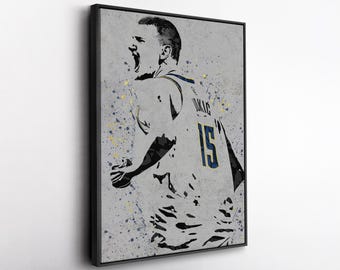 Nikola Jokić Denver Nuggets Canvas Wall Art – Vibrant Basketball Print for Sports Fans, Man Cave or Home Decor