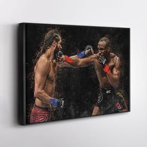Kamaru Usman vs Jorge Masvidal UFC Canvas Wall Art Print – MMA Fight Poster for Man Cave, Home Gym, or Sports Fan Wall Decor