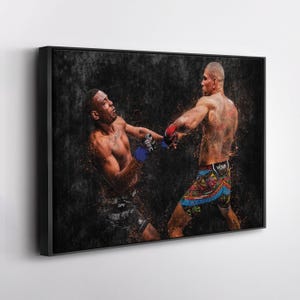Alex Pereira vs Jamahal Hill UFC Canvas Wall Art Print – MMA Knockout Poster for Man Cave, Home Gym, or Sports Fan Room Decor