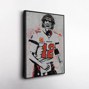 Tom Brady New England Patriots Canvas Wall Art – Iconic Football Print for Sports Fans, Man Cave or Home Decor