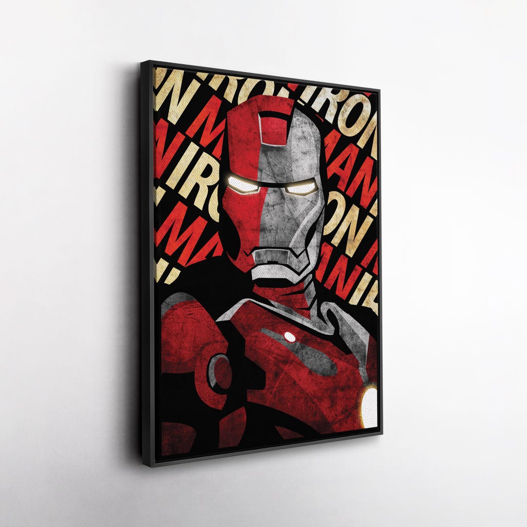 Iron Man Poster – Marvel Superhero Canvas Wall Art With Background Text ...