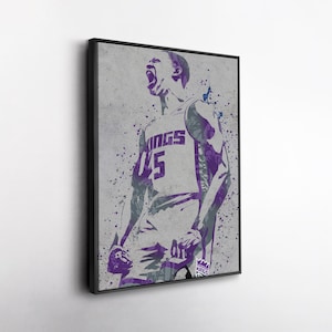 De’Aaron Fox Sacramento Kings Canvas Wall Art – Stylish Basketball Print for Sports Fans, Man Cave or Home Decor