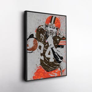 Nick Chubb Cleveland Browns Canvas Wall Art – Vibrant Football Print for Sports Fans, Man Cave or Home Decor