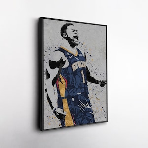 Zion Williamson New Orleans Pelicans Canvas Wall Art – Vibrant Basketball Print for Sports Fans, Man Cave or Home Decor