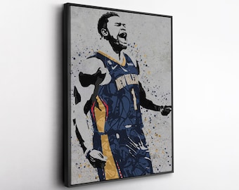Zion Williamson New Orleans Pelicans Canvas Wall Art – Vibrant Basketball Print for Sports Fans, Man Cave or Home Decor