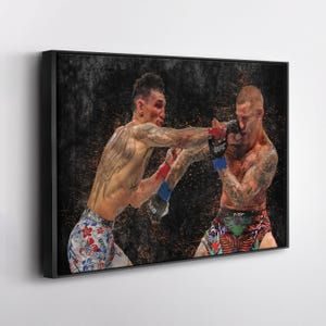 Max Holloway vs Dustin Poirier UFC Canvas Wall Art Print – MMA Fight Poster for Man Cave, Home Gym, or Sports Fan Wall Decor