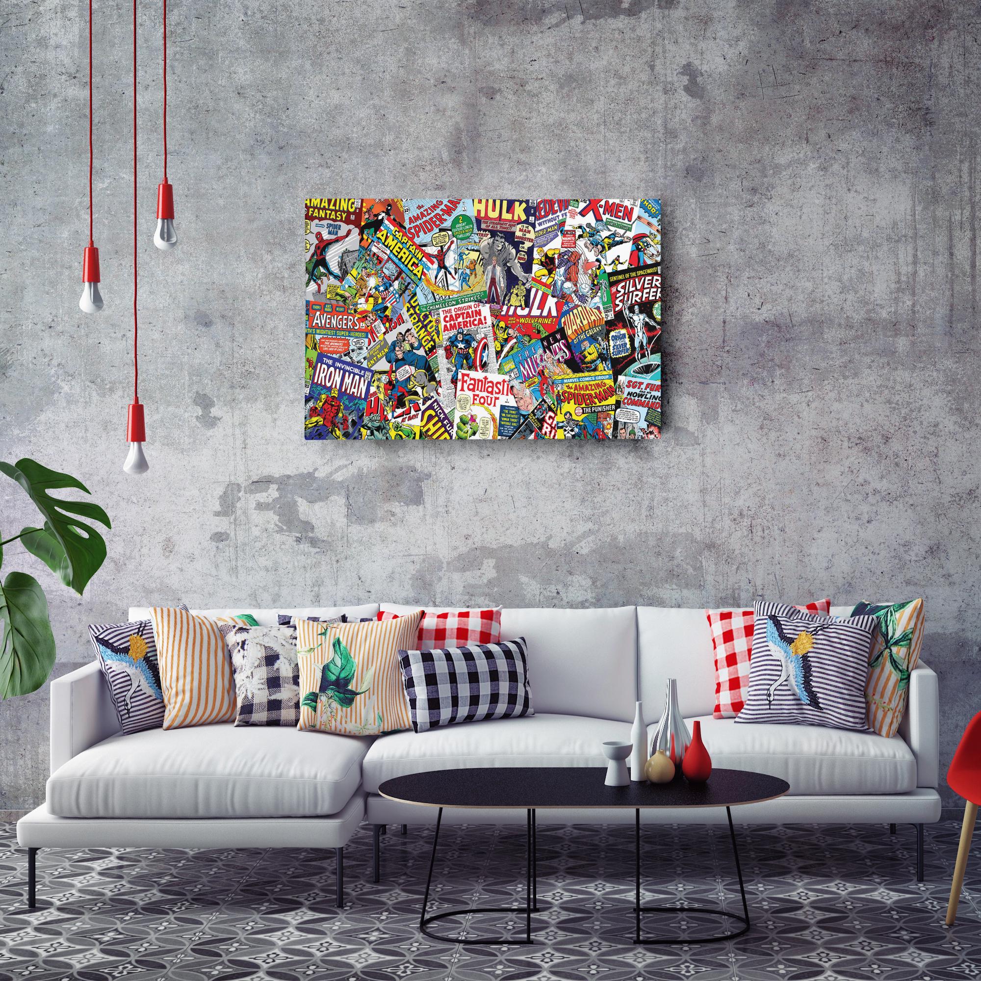 Comic Book History Collage Poster – Vintage Canvas Wall Art – Superhero ...