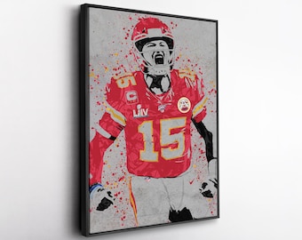Patrick Mahomes Kansas City Chiefs Canvas Wall Art – Iconic Football Print for Sports Fans, Man Cave or Home Decor