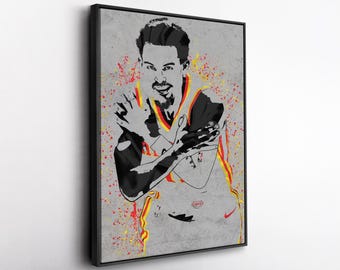 Trae Young Atlanta Hawks Canvas Wall Art – Bold Basketball Print for Sports Fans, Man Cave or Home Decor