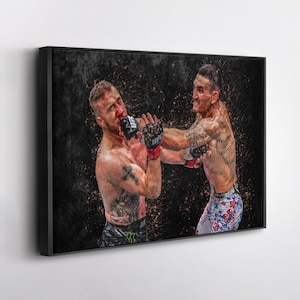 Max Holloway vs Justin Gaethje UFC Canvas Wall Art Print – MMA Fight Poster for Man Cave, Home Gym, or Sports Fan Wall Decor