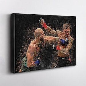 Conor McGregor vs Dustin Poirier UFC Canvas Wall Art Print – MMA Fight Poster for Man Cave, Home Gym, or Sports Fan Wall Decor