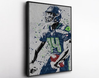DK Metcalf Seattle Seahawks Canvas Wall Art – Vibrant Football Print for Sports Fans, Man Cave or Home Decor