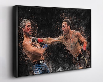 Max Holloway vs Brian Ortega UFC Canvas Wall Art Print – MMA Fight Poster for Man Cave, Home Gym, or Sports Fan Wall Decor