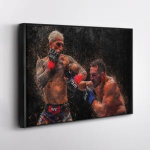Charles Oliveira vs Michael Chandler UFC Canvas Wall Art Print – MMA Fight Poster for Man Cave, Home Gym, or Sports Fan Wall Decor