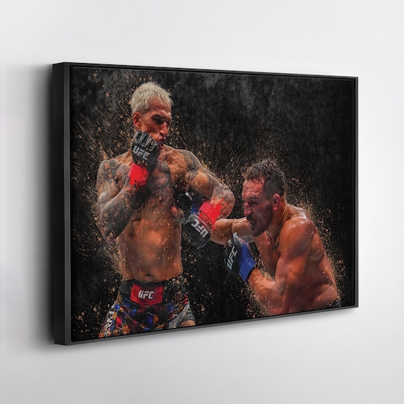 Charles Oliveira vs Michael Chandler UFC Canvas Wall Art Print – MMA Fight Poster for Man Cave, Home Gym, or Sports Fan Wall Decor