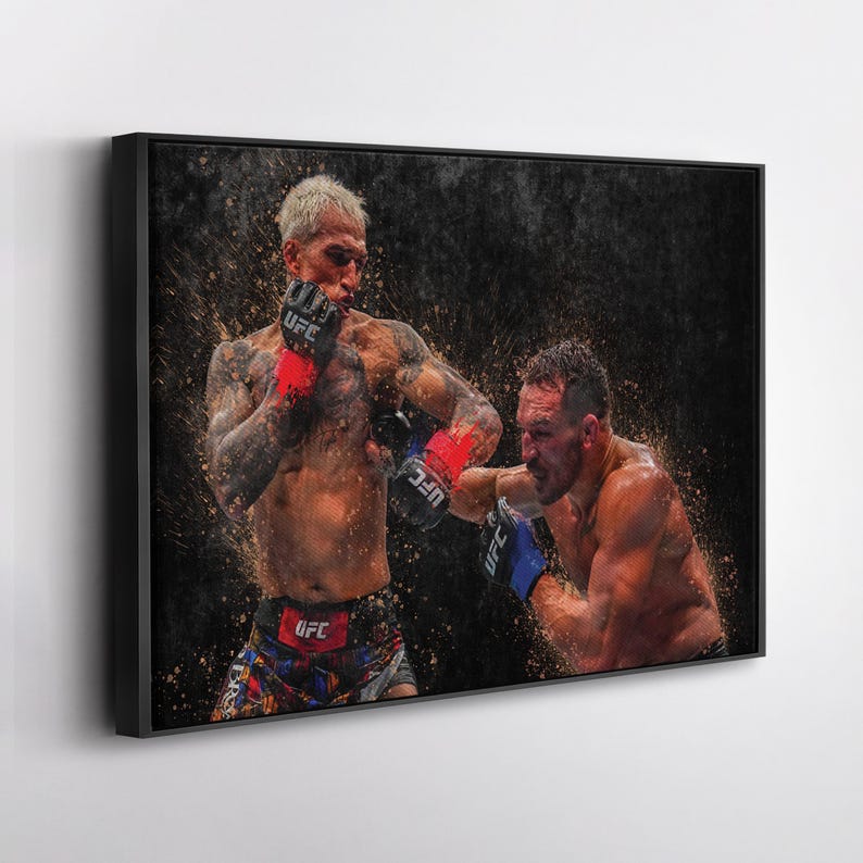 Charles Oliveira vs Michael Chandler UFC Canvas Wall Art Print – MMA Fight Poster for Man Cave, Home Gym, or Sports Fan Wall Decor
