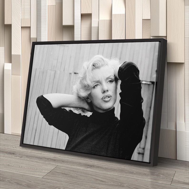 Marilyn Monroe Black and White Poster – Canvas Wall Art – Classic ...