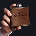 Personalized Leather Flask Gift Set for Men Custom Engraved Wood Box Set for Groomsmen, Gift for Bride