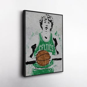 Larry Bird Boston Celtics Canvas Wall Art – Vintage Basketball Print for Sports Fans, Man Cave or Home Decor