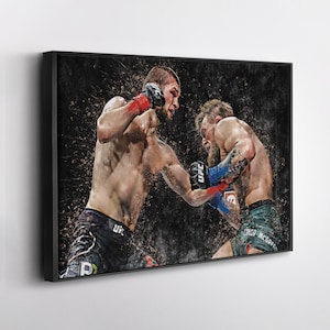Khabib Nurmagomedov vs Conor McGregor UFC Canvas Wall Art Print – MMA Fight Poster for Home Gym, Man Cave, or Sports Room Decor