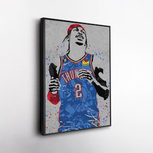 Shai Gilgeous-Alexander Oklahoma City Thunder Canvas Wall Art – Bold Basketball Print for Sports Fans, Man Cave or Home Decor